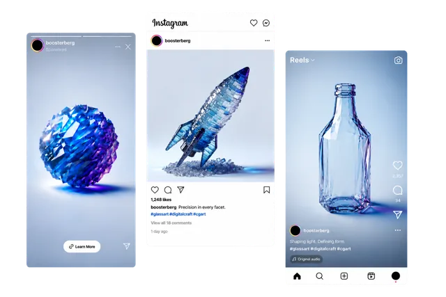 Facebook, Instagram Feed and Reels placement examples