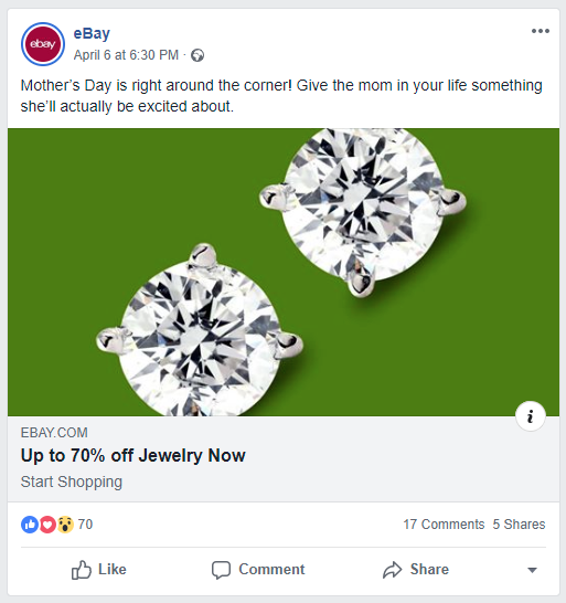 screenshot of a post on Facebook, diamonds on a green background