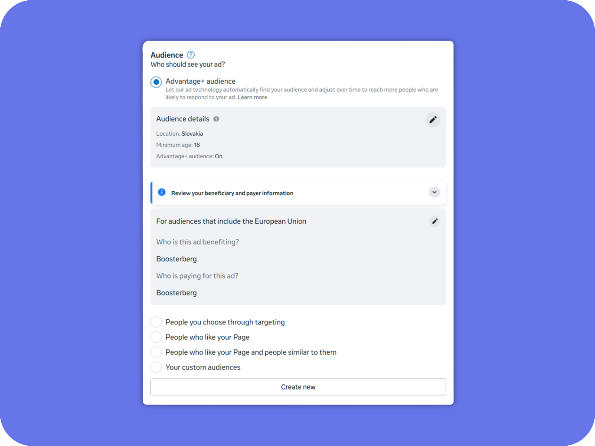 Facebook Boost Post Audience Options