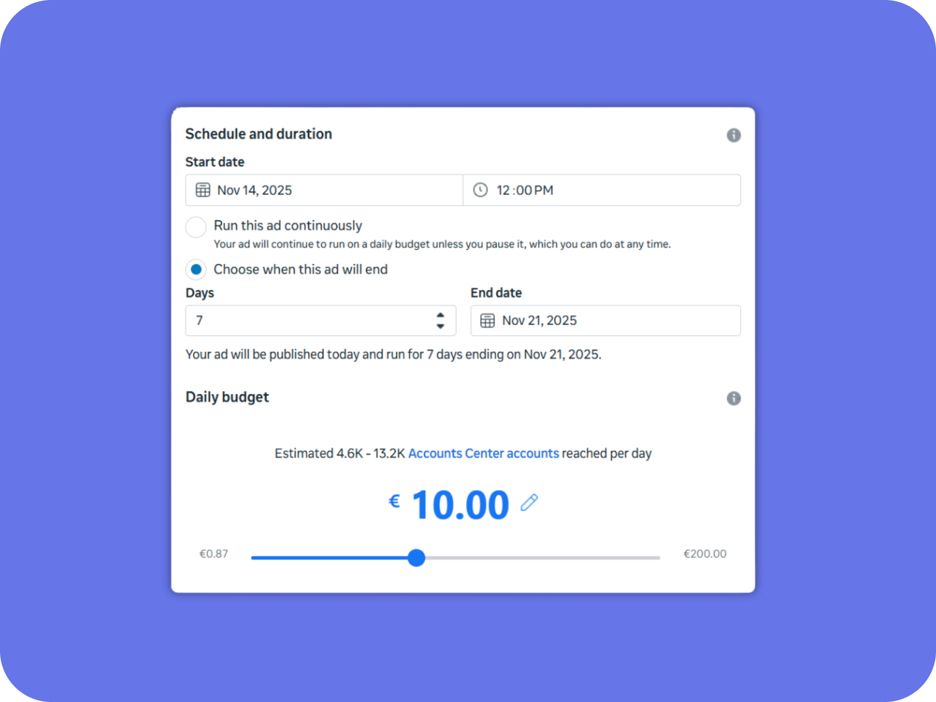 Facebook Boost Post Budget And Duration Options